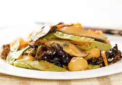 Snow Peas, Carrots and Water Chestnuts Stir-Fry with Asian Sauce