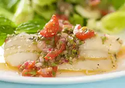 Poached White Fish with Cherry Tomatoes