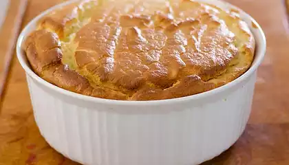 Beet Bottomed Goat Cheese Soufflé