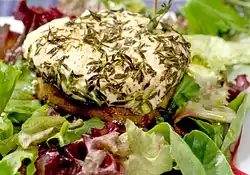 Warm Chévre and Apple Rings with Manitoba Hemp Seed Oil Vinaigrette