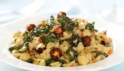 Swiss Chard, Red Pepper and Goat Cheese Pasta 