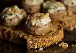 Cheese and Walnut Stuffed Mushrooms on Toast