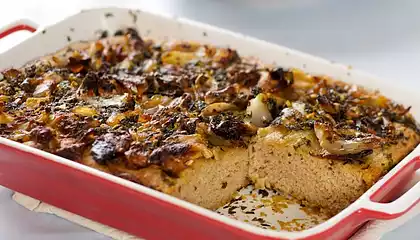 Caramelized Shallots, Basil-Olive Oil and Goat Cheese Bread