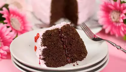 Fudgey Valentine Cake
