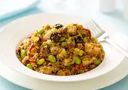 Quinoa, Edamame and Roasted Corn Salad with Apples and Maple Walnuts