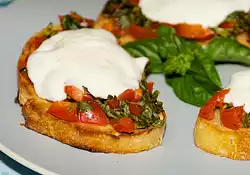 Tomato and Basil Bruschetta with Fresh Mozzarella Sandwich 