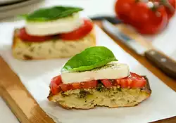 Open-Faced Sandwich with Tomato, Mozzarella and Basil