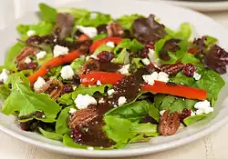 Mixed Green Salad with Pecans, Goat Cheese And Honey Mustard Vinaigrette