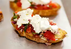 Cherry Tomato and Basil Bruschetta with Goat Cheese