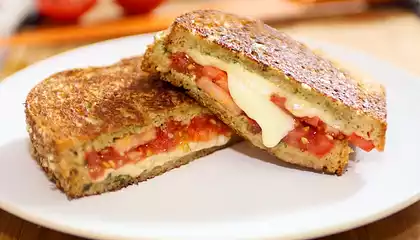 Basil Pesto Caprese Grilled Cheese Sandwich