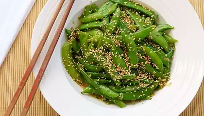 Sugar Snap Peas with Orange Sesame Asian Dressing