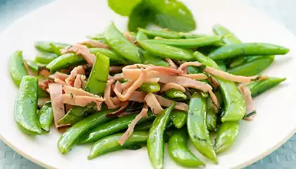 Sugar Snap Peas with Mint and Ham