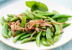 Sugar Snap Peas with Mint and Ham