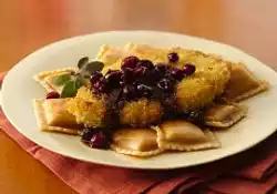 Turkey Scallopini and Squash Ravioli with Cranberry Brown Butter