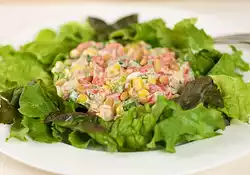 Greens with Roasted Corn and Pepper Salad