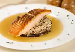 Crispy Salmon with Mushrooms