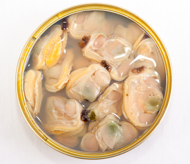 Canned clams with juice