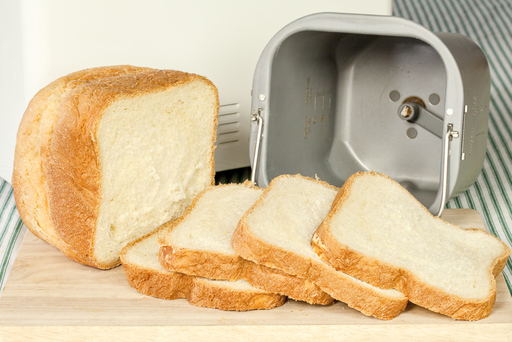 Bread sliced from a bread machine