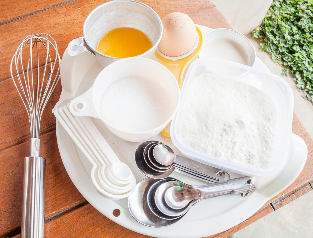 Measuring cups and ingredients