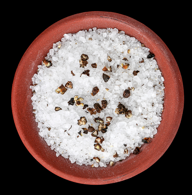 Coarse sea salt and cracked black pepper