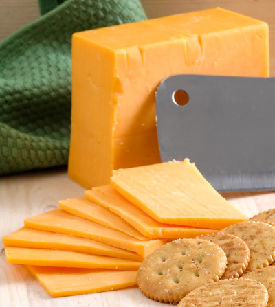 cheddar cheese block and sliced