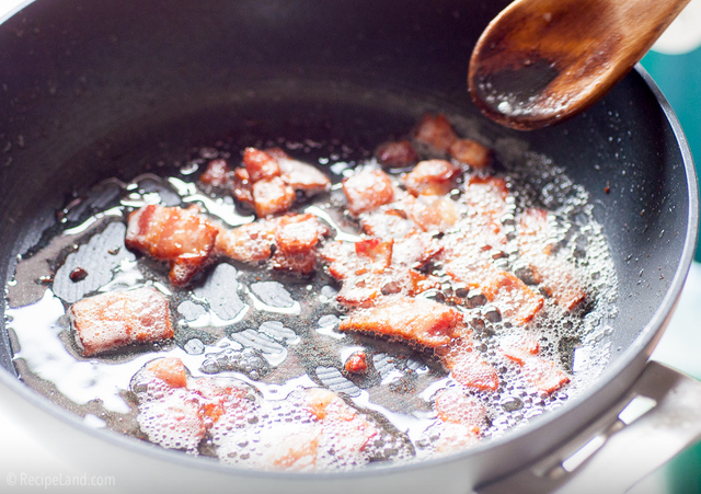 Frying bacon bits