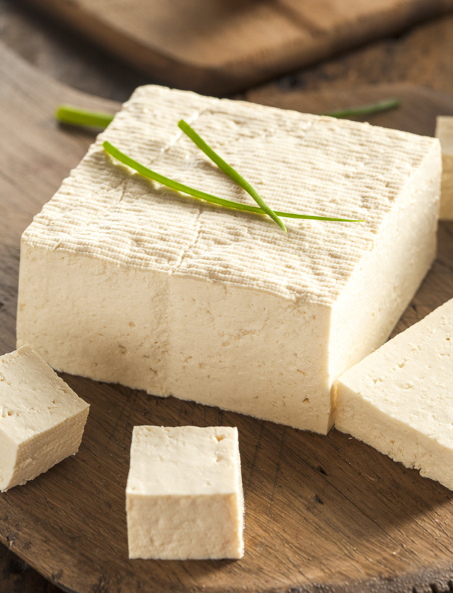 organic tofu block diced