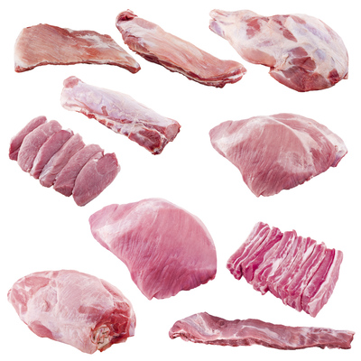 variety of pork cuts