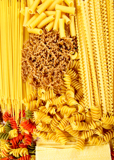 variety of dried pastas