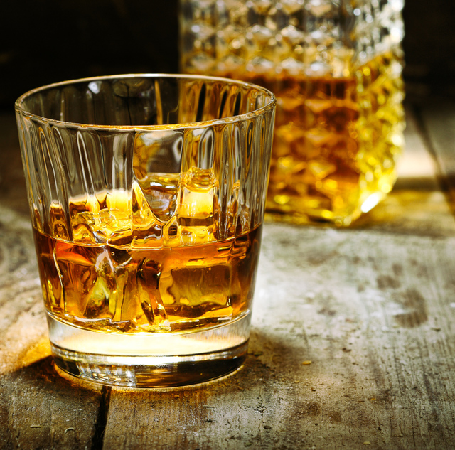 Glass of bourbon whiskey